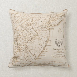New Jersey Map 1778, Replica Throw Pillow