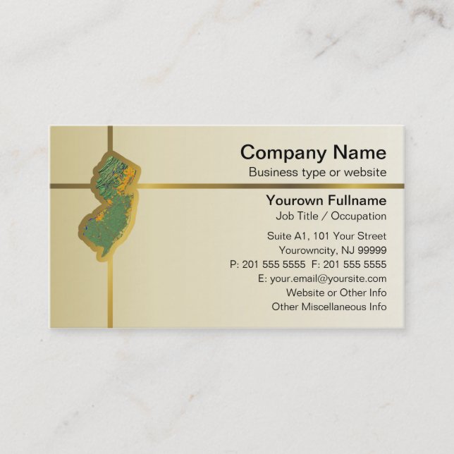 New Jersey Map Business Card (Front)