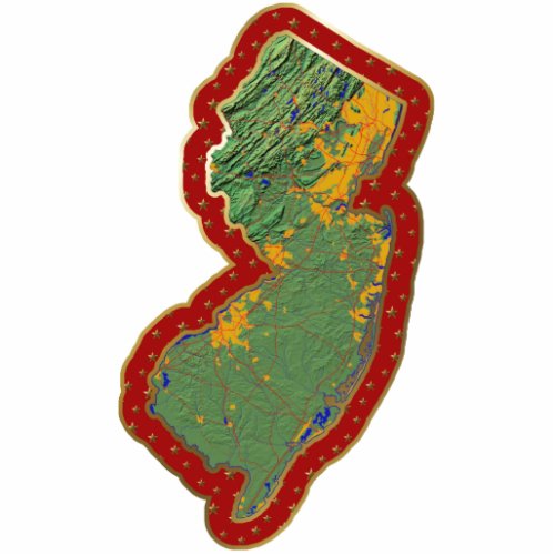 New Jersey Map Christmas Ornament Cut Out