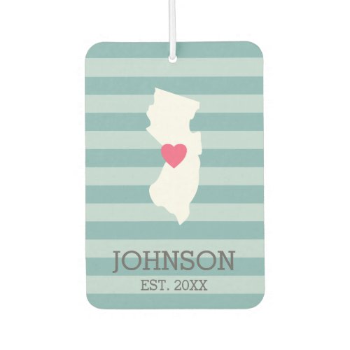 New Jersey Map Home State Love Optional Heart Air Freshener