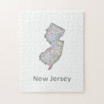 New Jersey map Jigsaw Puzzle<br><div class="desc">Colorful line art design map of New Jersey state.</div>