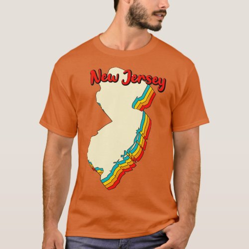 New Jersey Map Outline Vintage Retro Nj Home State T_Shirt