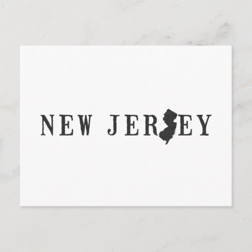 New Jersey Map Shaped Letter State Word Art Black Postcard