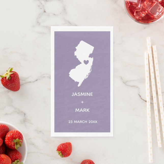 New Jersey Map Wedding/Engagement Couple Name  Paper Guest Towels (Insitu)