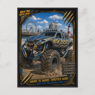 New Jersey Monster Truck Off Road Art Postcard