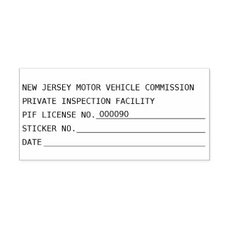 New Jersey Motor Vehicle Commission PIF License # Self-inking Stamp