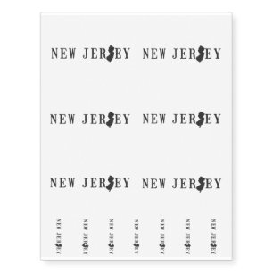 New Jersey Name with State Shaped Letter Temporary Tattoos