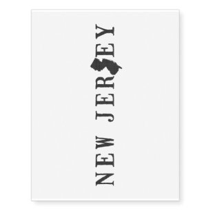 New Jersey Name with State Shaped Letter Temporary Tattoos
