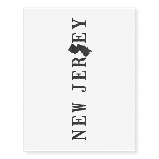 New Jersey Name with State Shaped Letter Temporary Tattoos