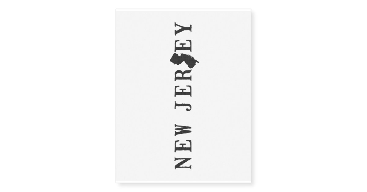 New Jersey Name with State Shaped Letter Temporary Tattoos Zazzle