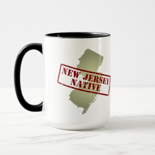 New Jersey Native Stamped on Map Mug