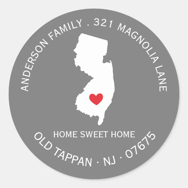 NEW JERSEY New Home Address Label Sticker Zazzle