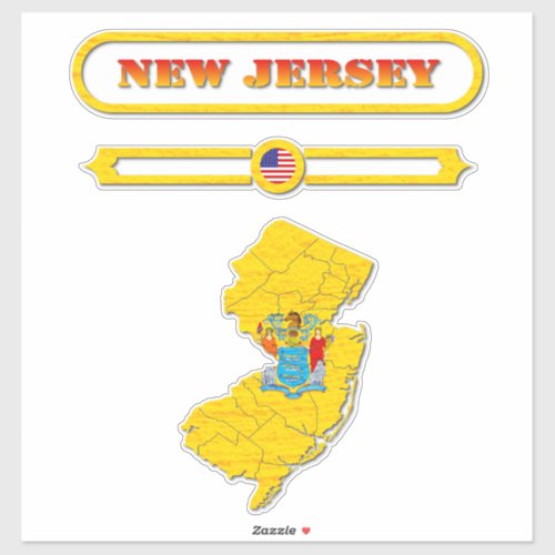 NEW JERSEY NEW JERSEY MAP USA SAMER BRASIL STICKER