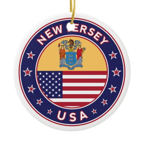 New Jersey, New Jersey sticker, phone case, bag Ceramic Ornament