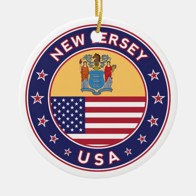 New Jersey, New Jersey sticker, phone case, bag Ceramic Ornament (Front)