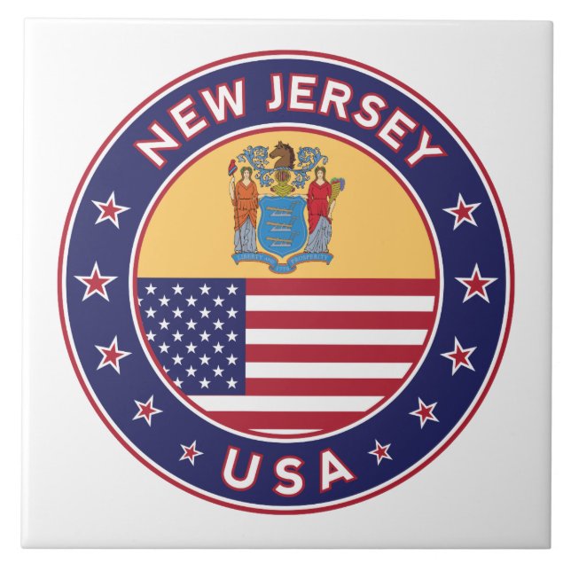 New Jersey, New Jersey sticker, phone case, bag Ceramic Tile (Front)