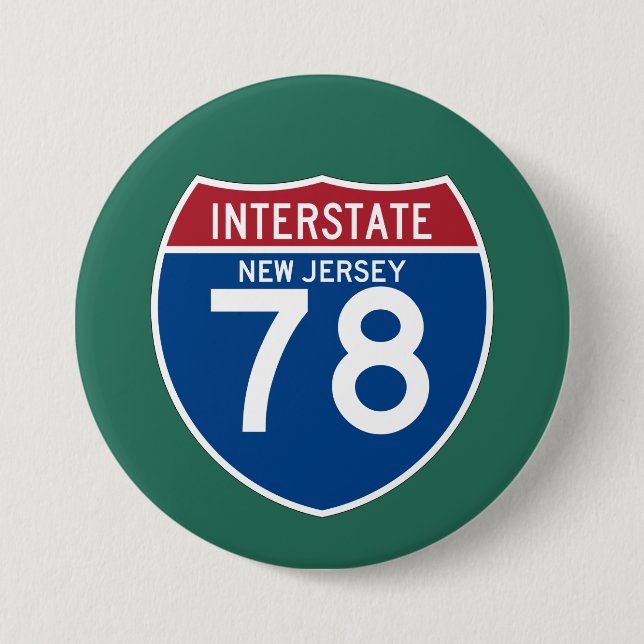 New Jersey NJ I-78 Interstate Highway Shield - Button (Front)