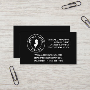 New Jersey Notary Public Services Business Card