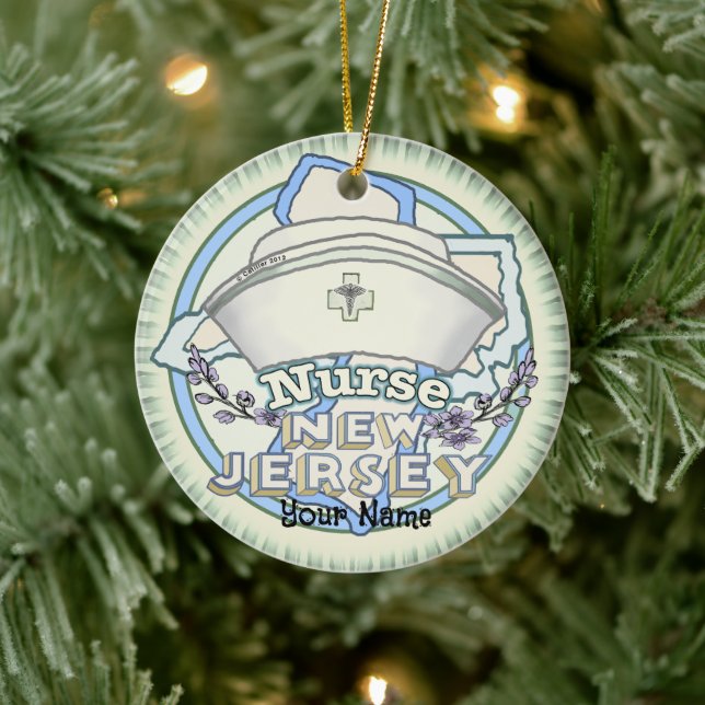  New Jersey Nurse Ceramic Ornament (Tree)