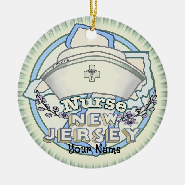  New Jersey Nurse Ceramic Ornament (Front)