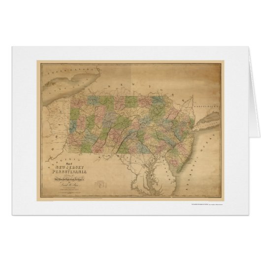 New Jersey & Pennsylvania Railroad Map 1839 Cards (Front Horizontal)