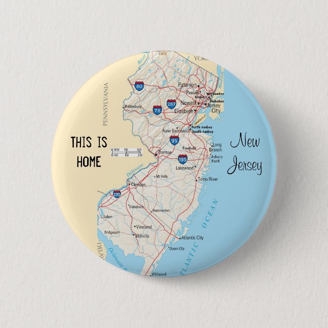New Jersey Pinback Button (Front)