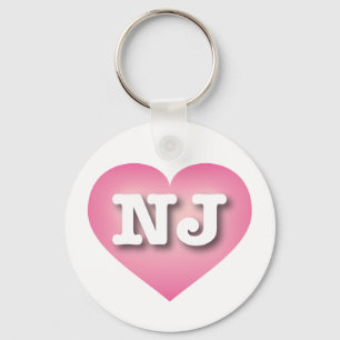 New Jersey Pink Fade Heart - I love NJ Keychain