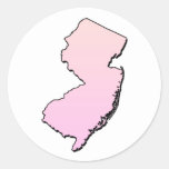 New Jersey Pink Outline Classic Round Sticker