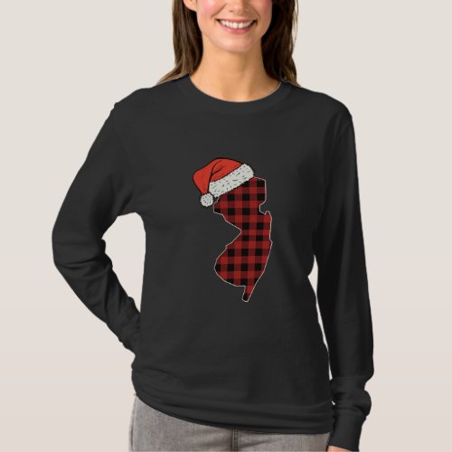 New Jersey Plaid Christmas Santa Hat Holiday T_Shirt