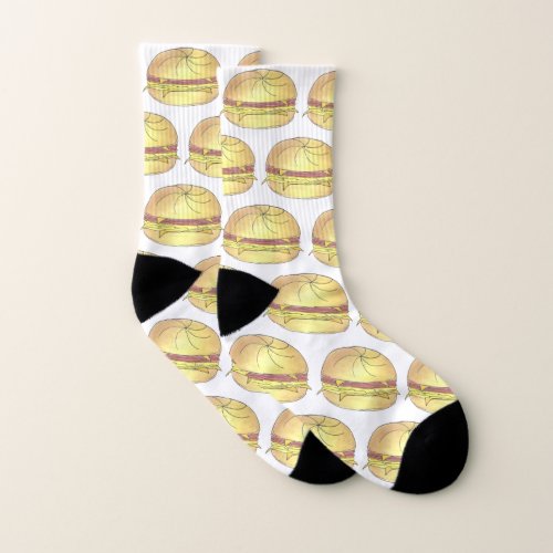 New Jersey Pork Roll NJ Ham Egg Breakfast Sandwich Socks