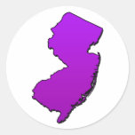 New Jersey Purple Outline Classic Round Sticker