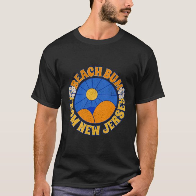 New Jersey Retro Beach Bum Sun Surf Sand Boardwalk T-Shirt (Front)