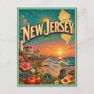 New Jersey Retro Travel Souvenir Postcard