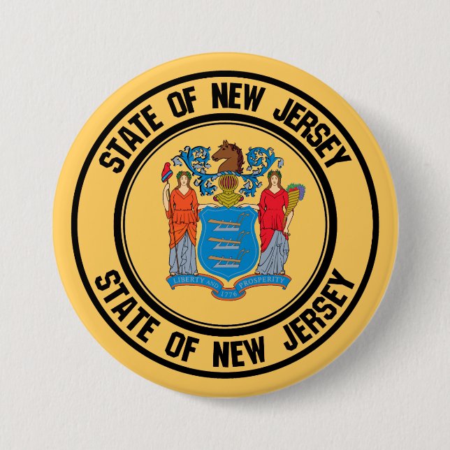 New Jersey Round Emblem Button (Front)