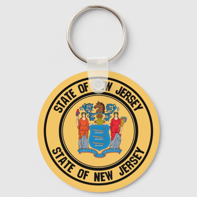 New Jersey Round Emblem Keychain (Front)