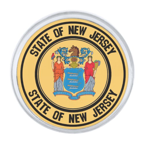 New Jersey Round Emblem Silver Finish Lapel Pin