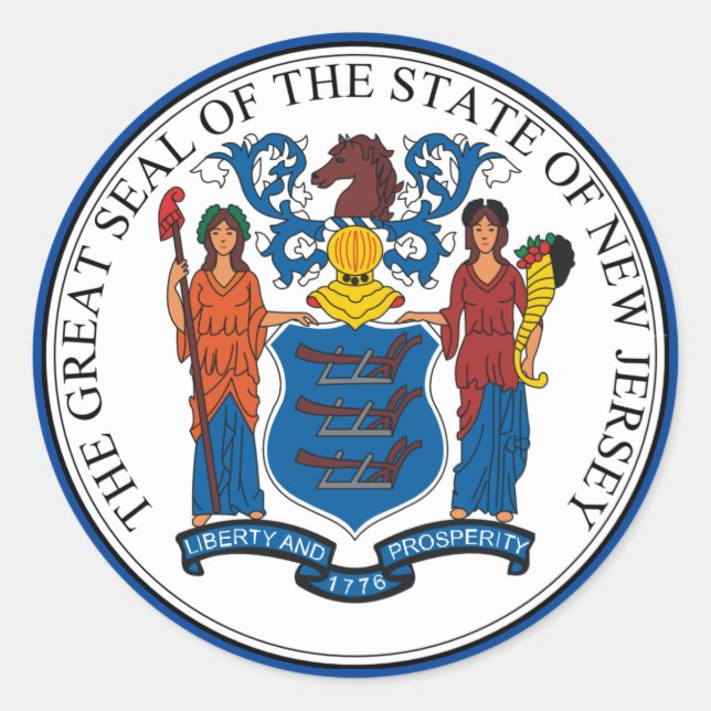 New Jersey Seal Round Sticker (Front)