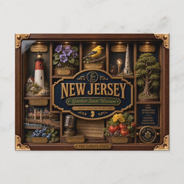 New Jersey Shadow Box 3D Figurine State Postcard (Front)