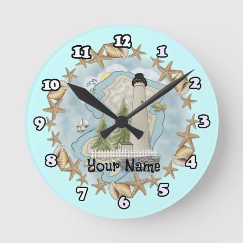 New Jersey Shells Lighthouse custom name clock