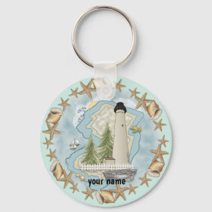 New Jersey Shells Lighthouse Keychain
