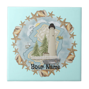 New Jersey Shells Lighthouse  Tile