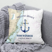 New Jersey Shore Authentic Nautical Boat Name Outdoor Pillow