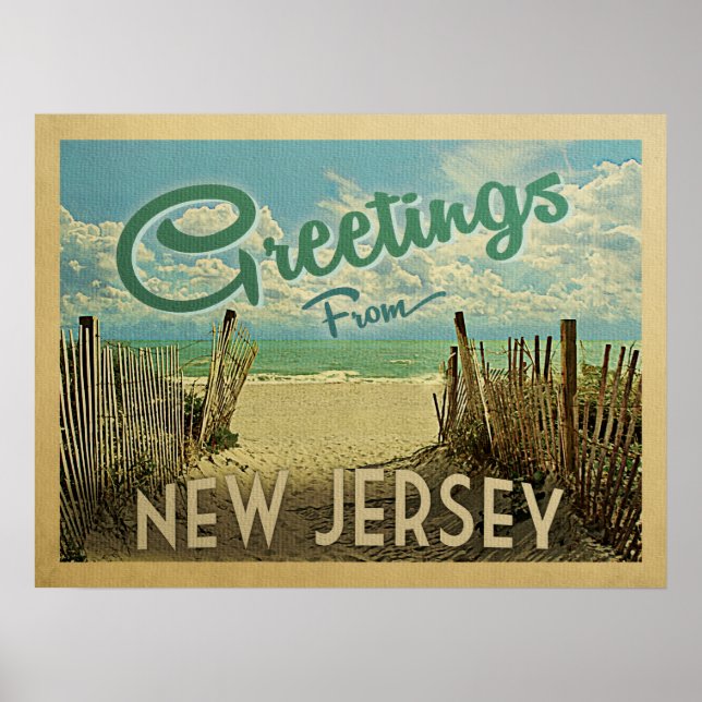 New Jersey Shore Beach Vintage Travel Poster (Front)