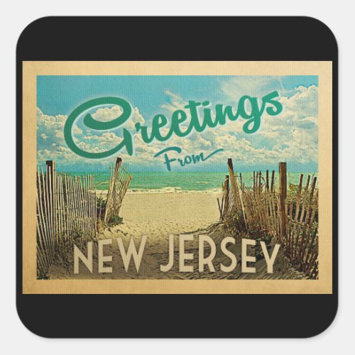 New Jersey Shore Beach Vintage Travel Square Sticker