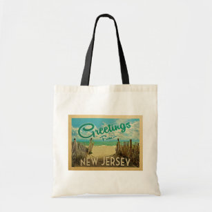 New Jersey Shore Beach Vintage Travel Tote Bag