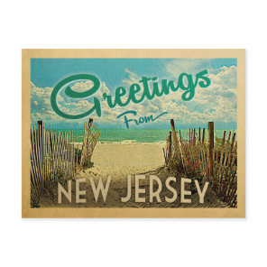 New Jersey Shore Postcard Beach Vintage Travel