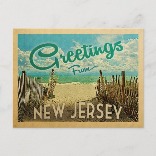 New Jersey Shore Postcard Beach Vintage Travel