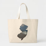 New Jersey Shore State Outline Large Tote Bag