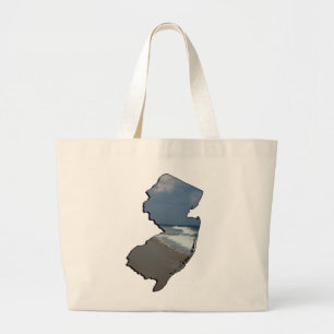New Jersey Shore State Outline Large Tote Bag