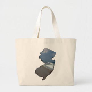 New Jersey Shore State Outline Large Tote Bag